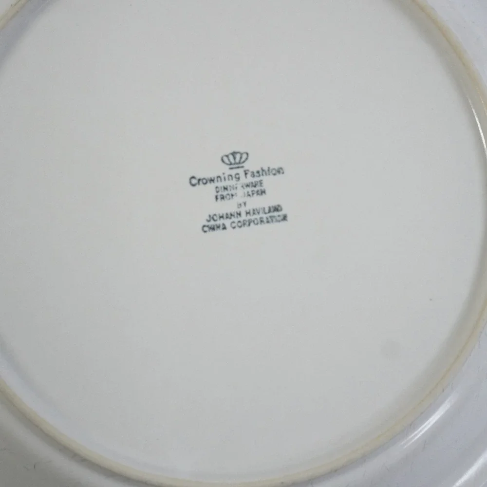 VTG Crowning Fashion Johann Haviland Dinner‎ Plates Floral Blue White Set of 6